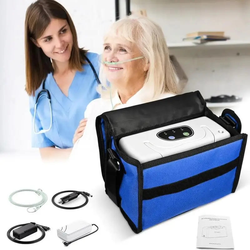 Concentrador de oxígeno portátil VARON de 3 l/min, suministro de oxígeno constante estable del 30% ± 2,5%, batería recargable reemplazable de 2500 mAh, máquina de oxígeno ligera para viajes al aire libre, uso doméstico y para personas mayores
