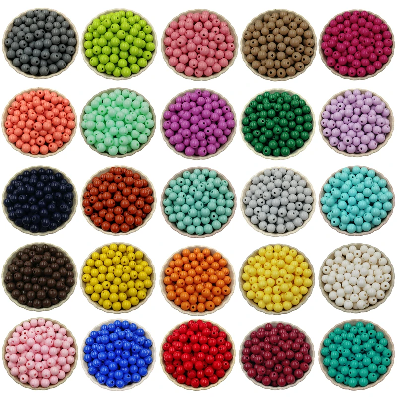 8mm 40Pcs Loose Beads Solid color DIY Jewelry Accessories Crafts Pendant Necklace Bracelet Wholesale