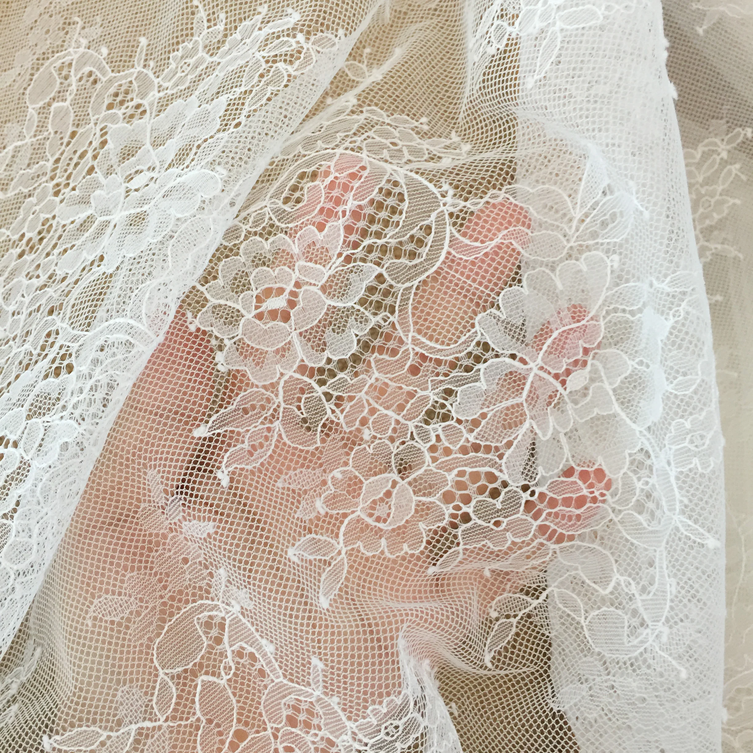 1yard price Chantilly Lace Traditional Wedding Lace Fabric White Ivory Hot Selling DIY Material Sewing