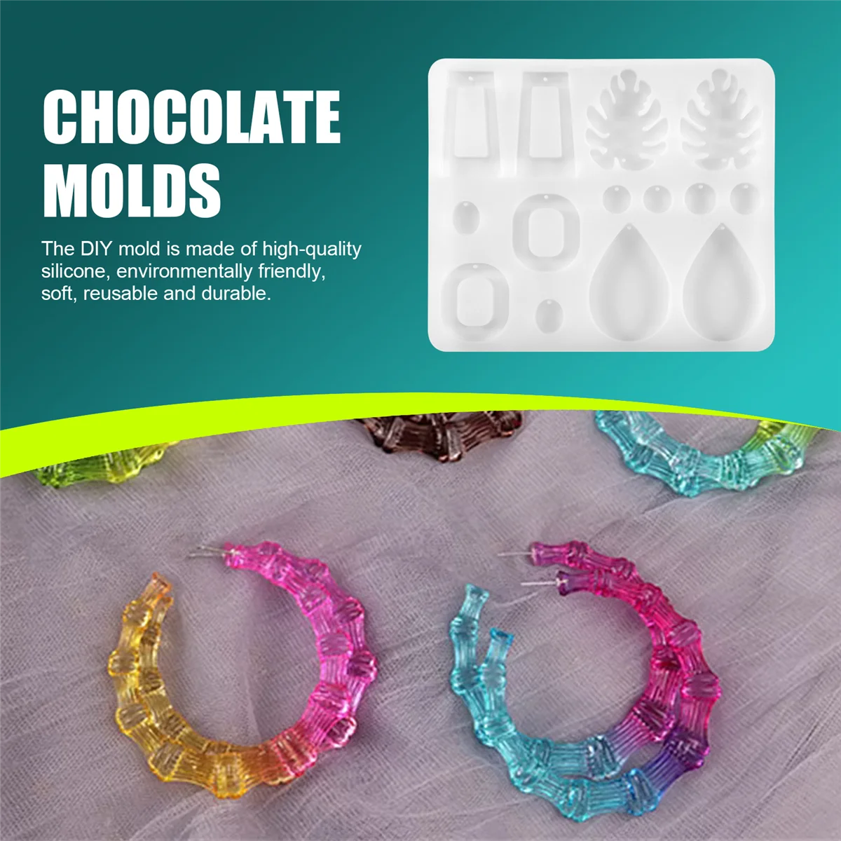 

HIWS DIY Earring Resin Mold Handmade Dangling Earring Silicone Mold UV Epoxy Mold Used for Jewelry Making Tools B