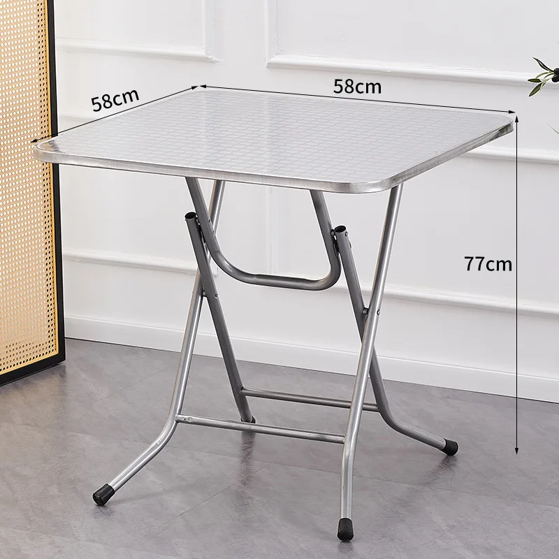 Stainless Steel Square Table Household Simple BBQ Tea Restaurant Snack Bar Round Table