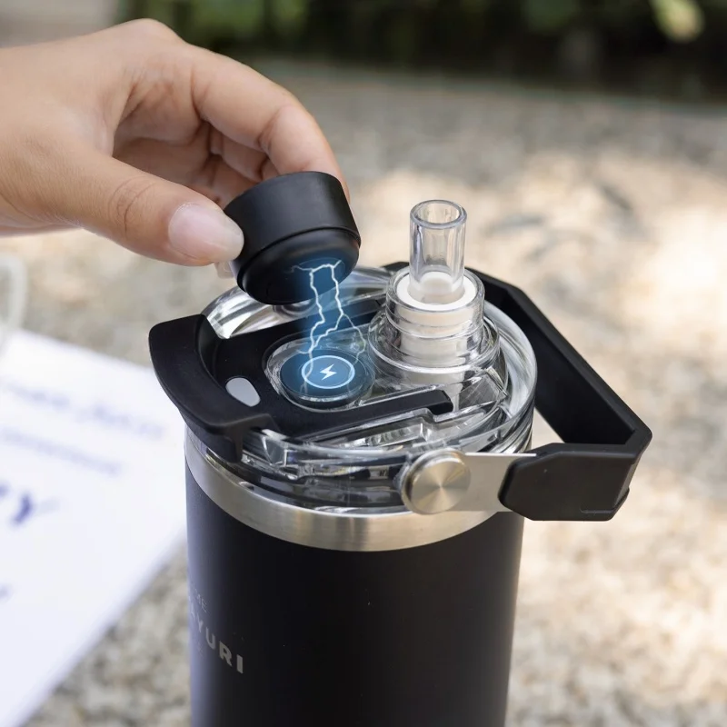 JUSTINLAU 600/900ml Eisbecher, Edelstahl-Isolierbecher mit magnetischem Strohhalmverschluss, tragbarer Reisebecher für unterwegs und im Auto_voghion.com