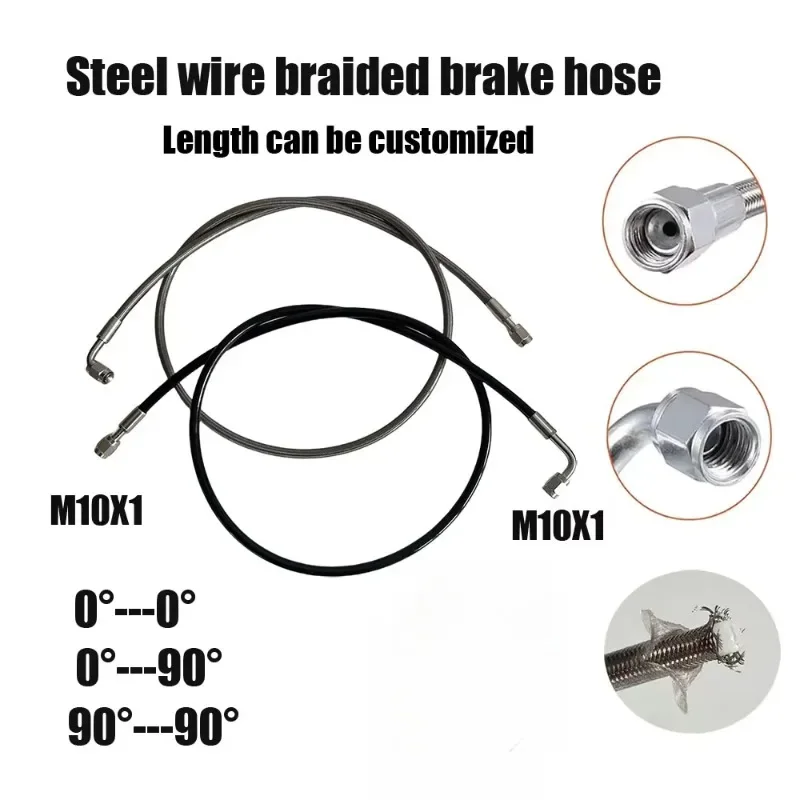 

AN3Steel Throat Oil Pipe kit Female M10X1 Rotate Universal Steel Wire Braided Brake Pipe Car Motorcycle High Pressure Disc Brake