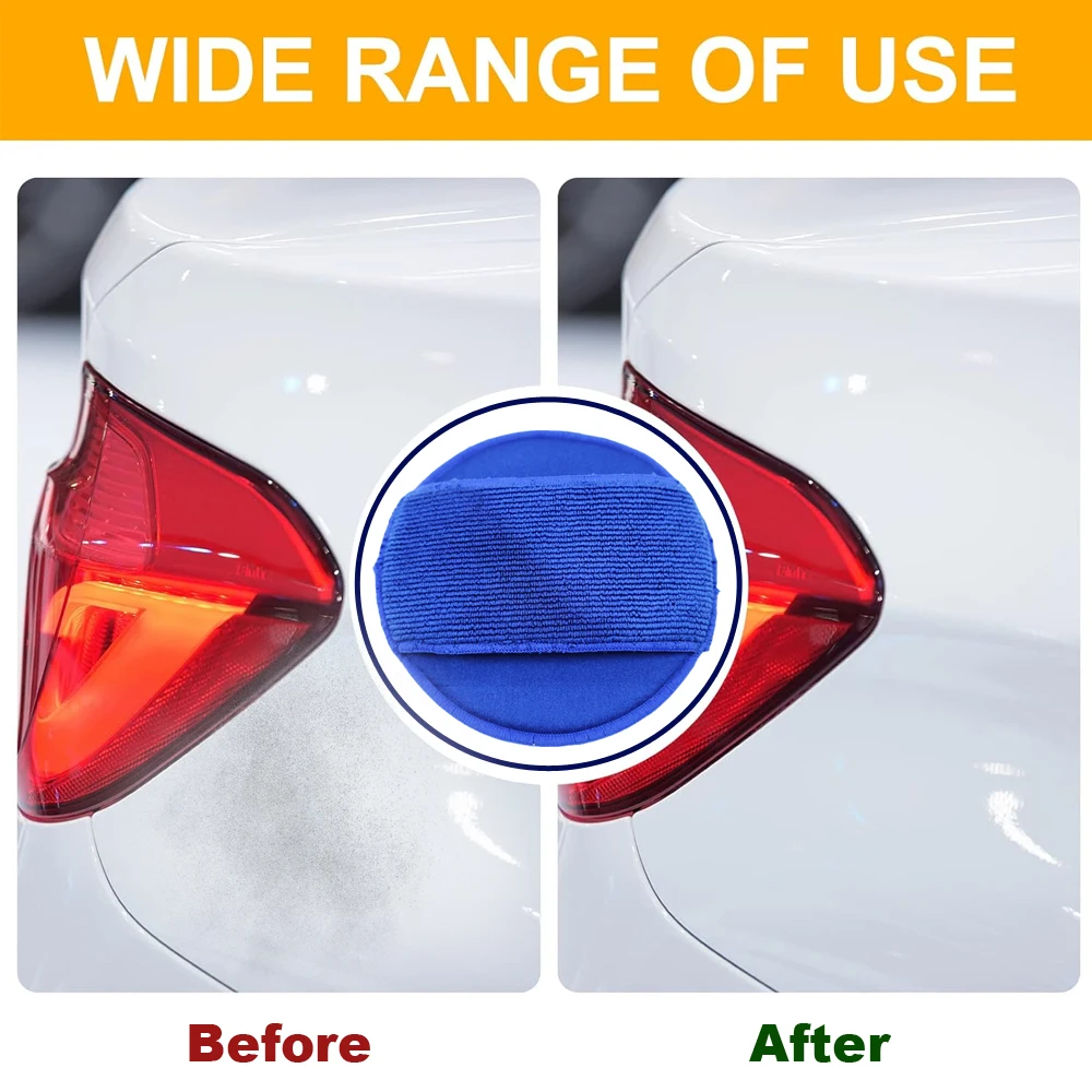 1Pc Car Wash Magic Sponge Soft Microfiber Car Wax Applicator Pad Polishing Sponges for Apply and Remove Wax Auto Detailing Care