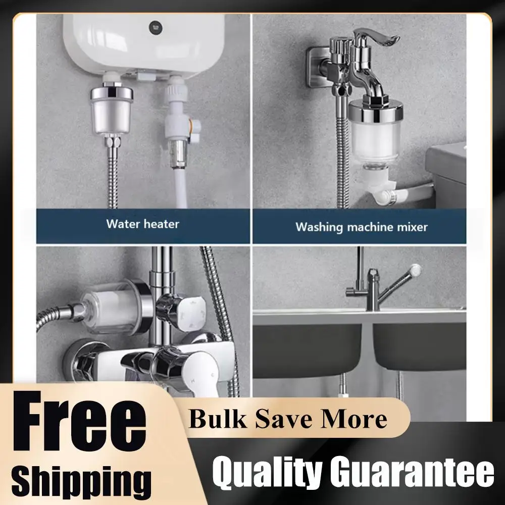 Filtered Shower Head Transparent Hard Water Softener 5 Micron PP Cotton Filter Household Water Filter 3.5x2.4in for Home Kitchen