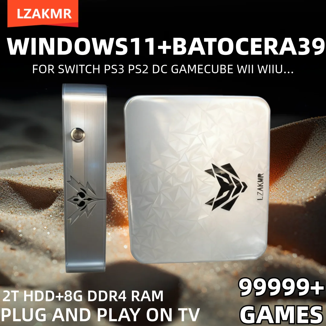 

AK1 Retro Game Console 99999+Games Low Latency 4K Output Windows11 and Batocera Dual Controllers For PS2 PS3 WII SS NGC Switch