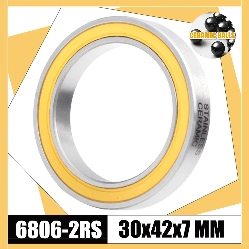 6806-2RS Stainless Steel 30*42*7 mm (1PC) ABEC-3 Bicycle BB30 Bracket Bottom 30 42 7 Hybrid Ceramic Balls Bearings 6806 RS