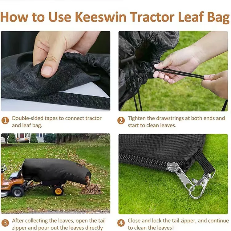 Heavy Duty Oxford Cloth OutdoorCover Reusable Lawn Tractor Leaf Bag 54 Cubic Feet Capacity Material Collection Systems Leaf Bag