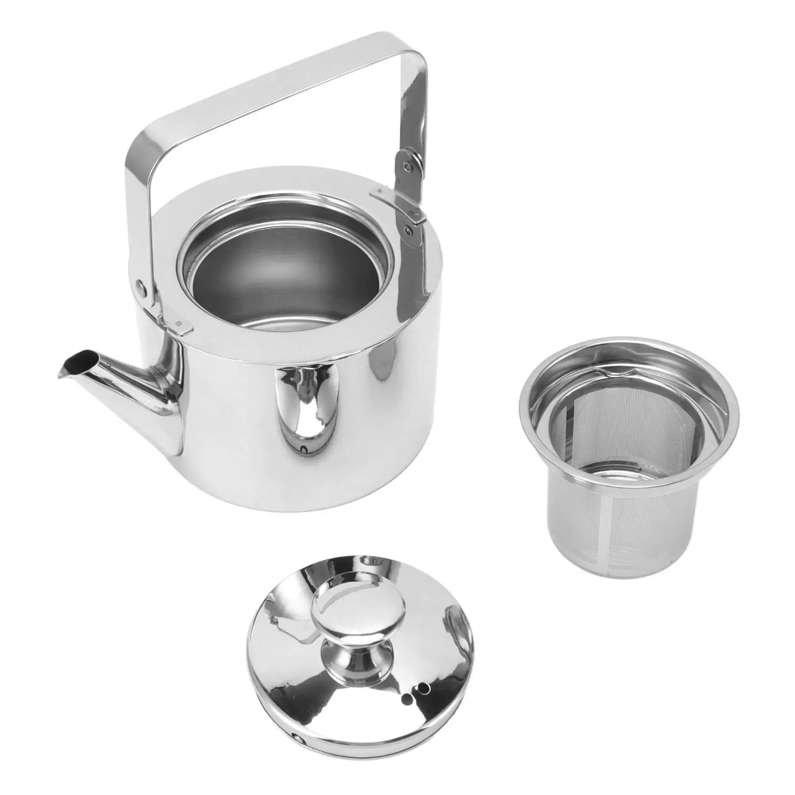 

Stainless Steel Kettle with Built-in Strainer Thickened Metal Whistling Function Ergonomic Handle Suitable for all Stovetops