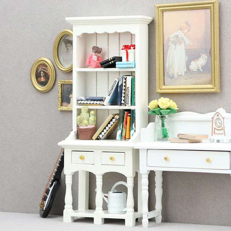 1:12 Dollhouse Miniature ตู้หนังสือตู้ตุ๊กตาบ้านจอแสดงผลตู้ Racks มินิเฟอร์นิเจอร์ของเล่นตกแต่ง