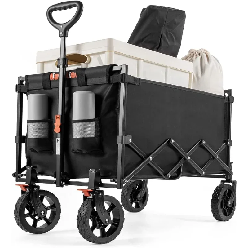 

Wagon Cart Heavy Duty Foldable, Collapsible with Smallest Folding Design, Utility Grocery for Camping Shopping Sports