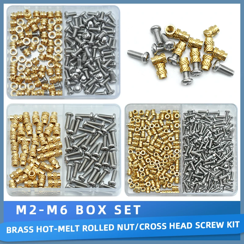 

Brass/Copper Heat-Set Insert Nut & 304 Stainless Steel Phillips Screw | M2 M3 M4 M5 M6 Threaded Insert | 3D Printer Parts Laptop