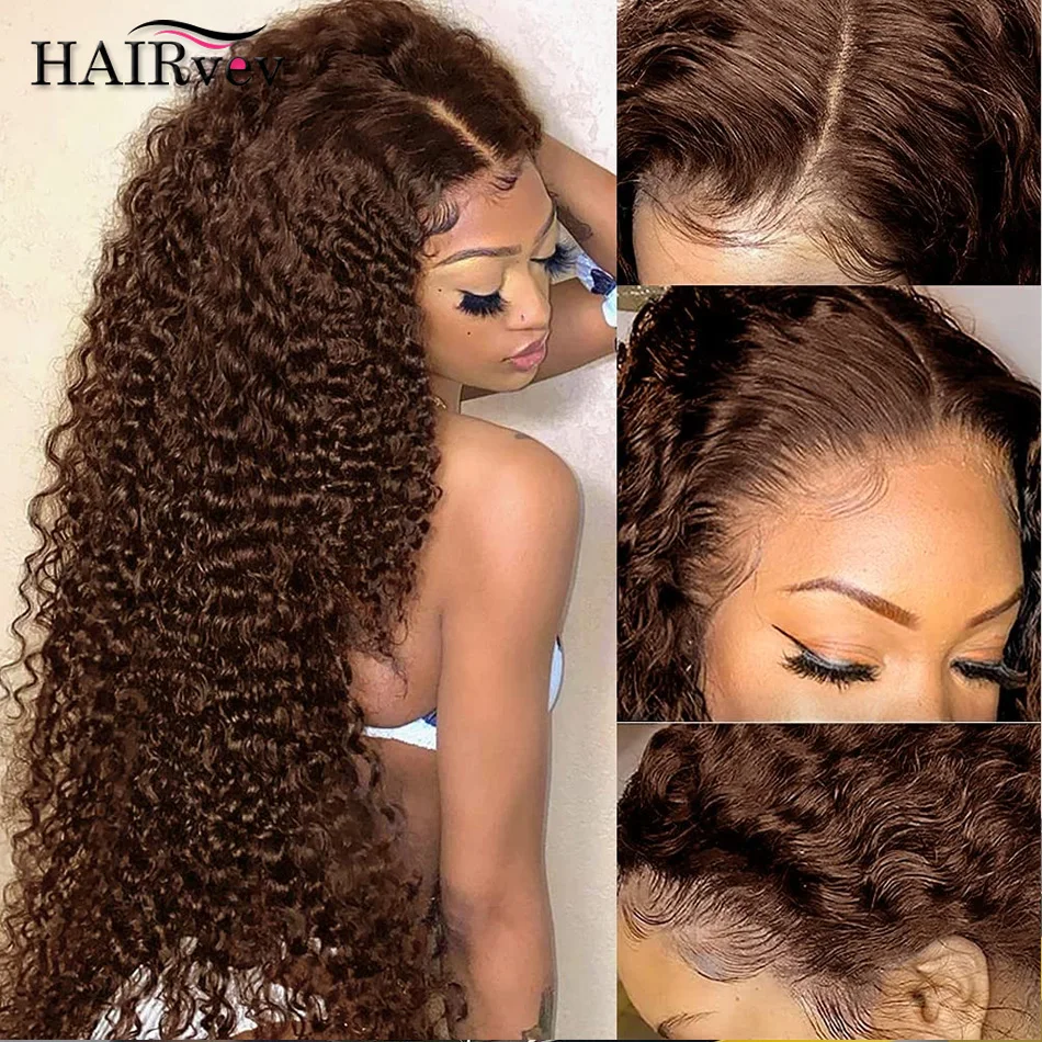 13x4 Chocolate Brown Lace Front Wig 13x6 Deep Wave Frontal Wig Colored Lace Front Wigs Pre Plucked Deep Curly Human Hair Wig