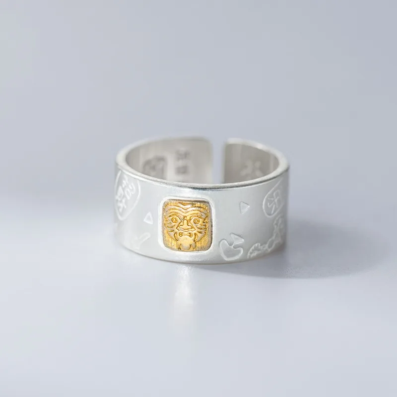 

Pure silver 999 exquisite and simple, wide ring R03233