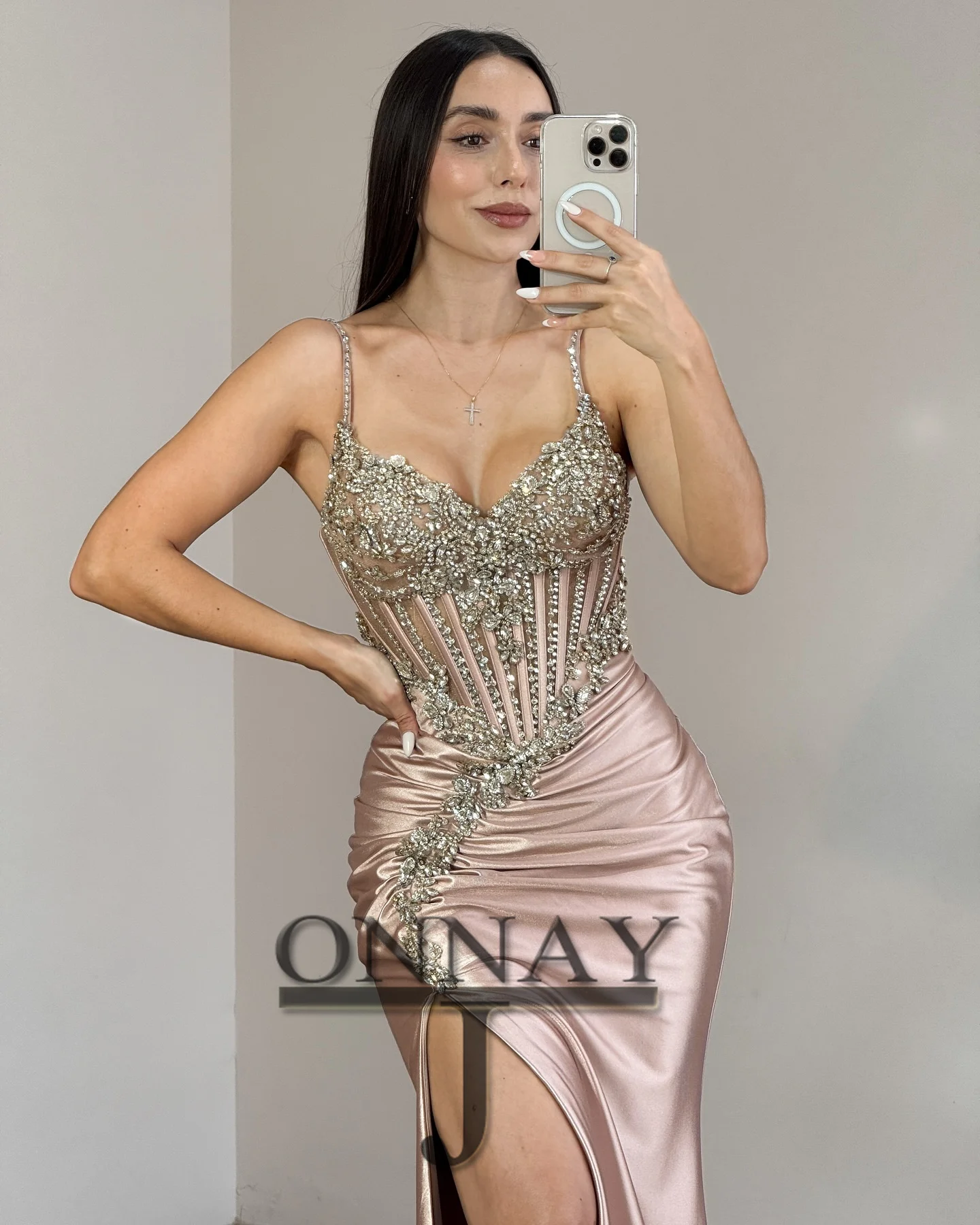 Customized Spagetti Straps Crystals Graduation DressesCorset Illusion Kuwait Dubai Robes De Soiree Bespoke Special Occasion image 2