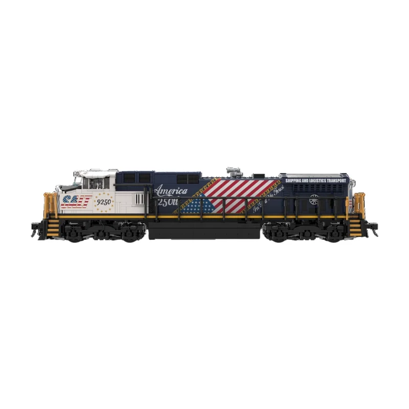 Wide Cab Diesel Freight Locomotive MOC Building Blocks Modern North American Rail Engine Model DIY Brick Set Railway Scene Toy