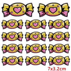 10 Uds. Parches bordados de dibujos animados bonitos DIY pudín Donuts helado pegatinas para garabatos parches para planchar para decoración de ropa