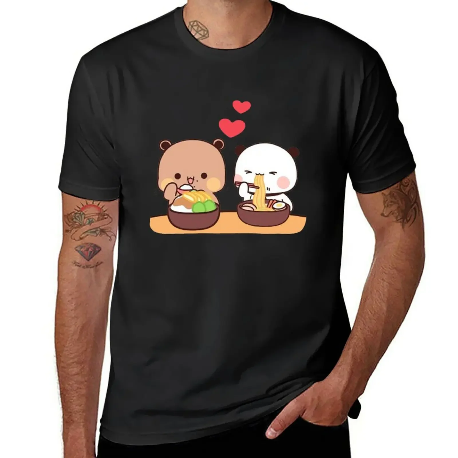 peach and goma mochi bear T-Shirt graphics summer tops plain white t shirts men