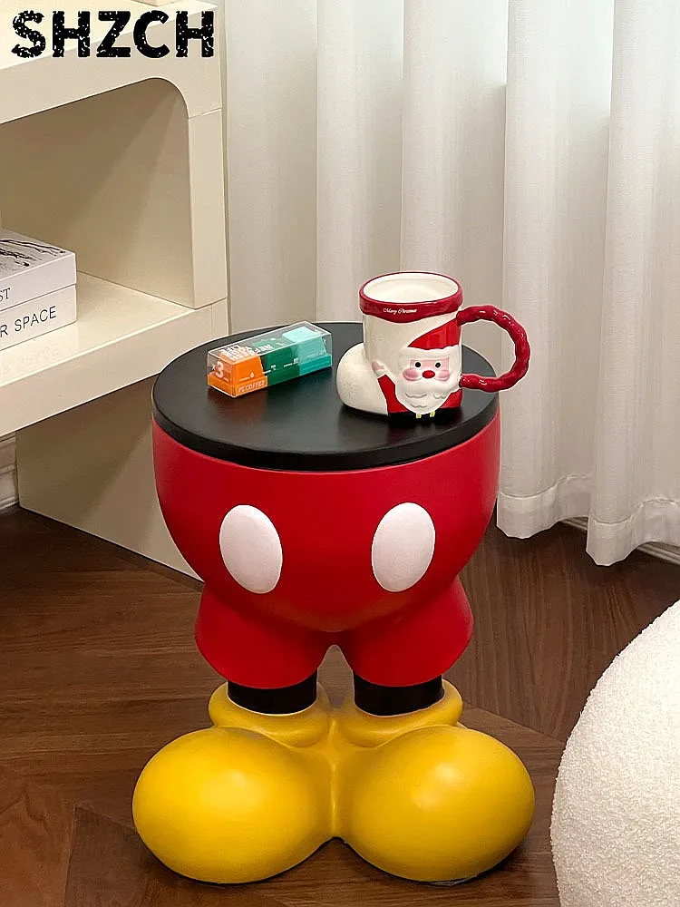 Cartoon Short Stool Shoe Changing Bench Home Living Room Sofa Side Corner Table Resin Ornament