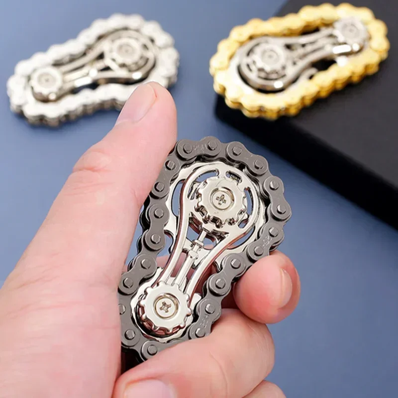 Metal Fidget Spinner Simulation Bicycle Chains Tank Deformation Fingertip Gyroscope for Kids Adults Decompression Spinning Toys