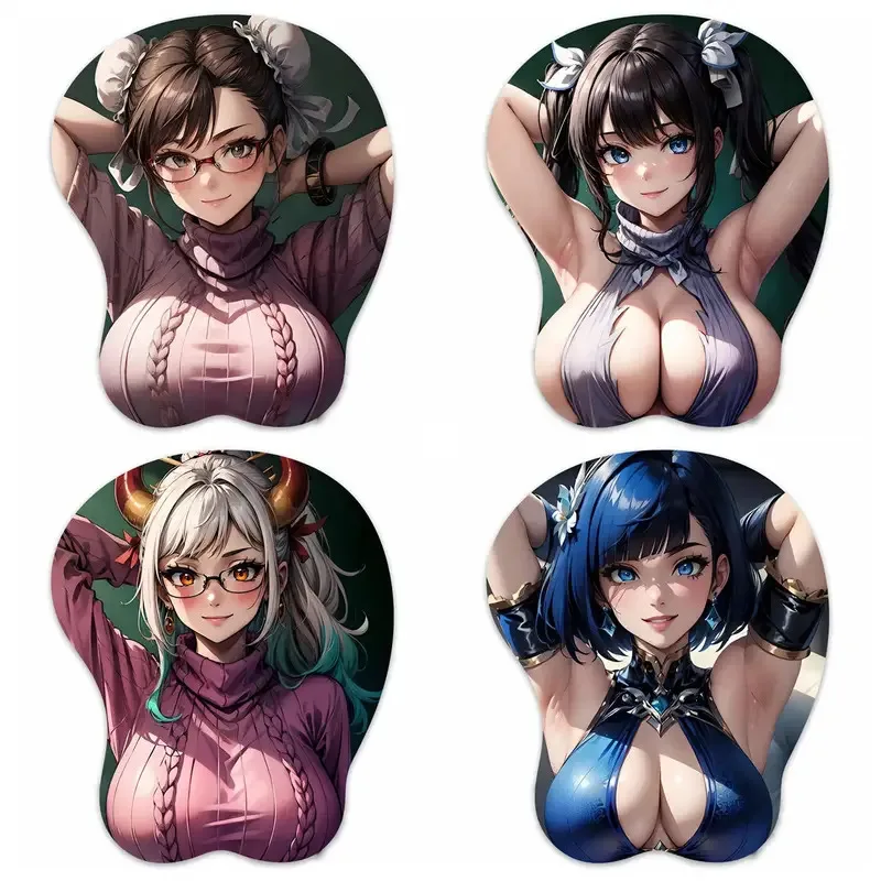 НОВЫЙ 3D коврик для мыши Yelan & Yamato & Hestia & Chun Li Oppai Коврик для мыши Грудь Игровая подставка для запястий Аниме Манга Boobpad Coslan