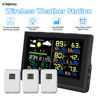 Smart Wireless Weather Station with 3 Sensors Large Color Display Indoor Outdoor Digital Thermometer Hygrometer for Home Office