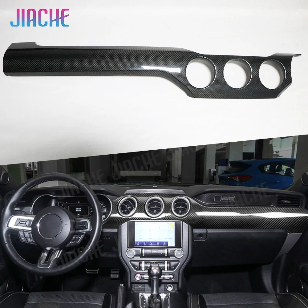 

Dry Carbon Car Dashboard Cover Trims for Ford Mustang 2015-2023 Car Central Control Panel Frame Interior Accessories Decoration