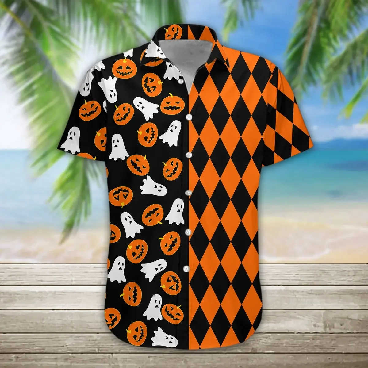 Camisa hawaiana hombre manga corta estampado 3D calavera Halloween - imagen 2