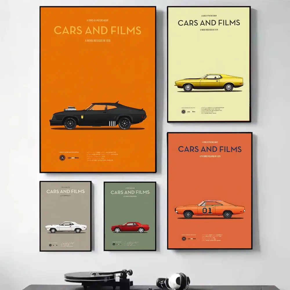 Cars And Films Poster High-definition Art Sticker Self Adhesive Waterproof Home Decoration For Living Room
