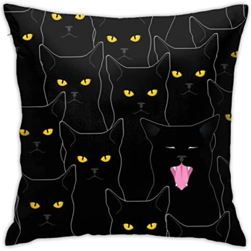 

Cute Black Cat Pillows Case for Girls Room Sofa Bed Pillow Covers Decorative 18x18 Inch Square Pillowcase 40x40 for Sofa Bedroom