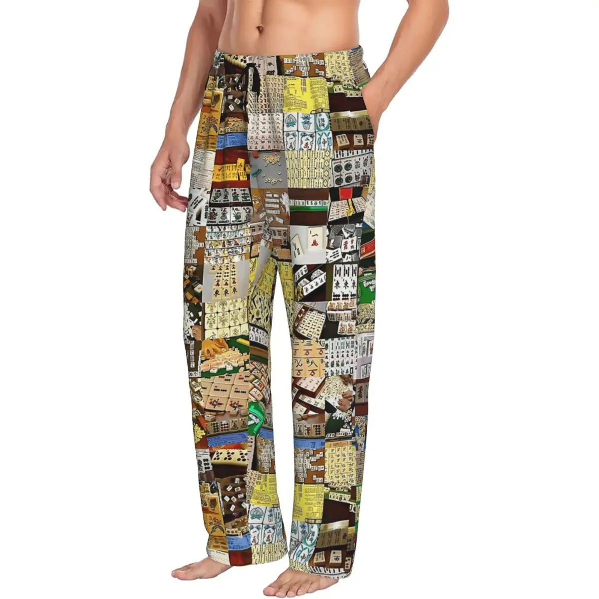 

Custom Mahjong Collage Men Pajama Pants Lounge Sleep Sleepwear Bottoms with Pockets