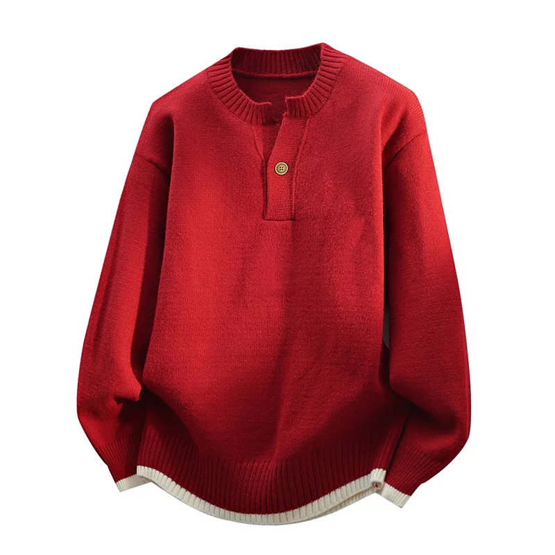 جديد ربيع الرجال بولو البلوزات أبلى فضفاض نصف سترة الأعمال عادية محبوك البلوزات الذكور الصلبة البلوفرات Sweatercoats 4XL #1
