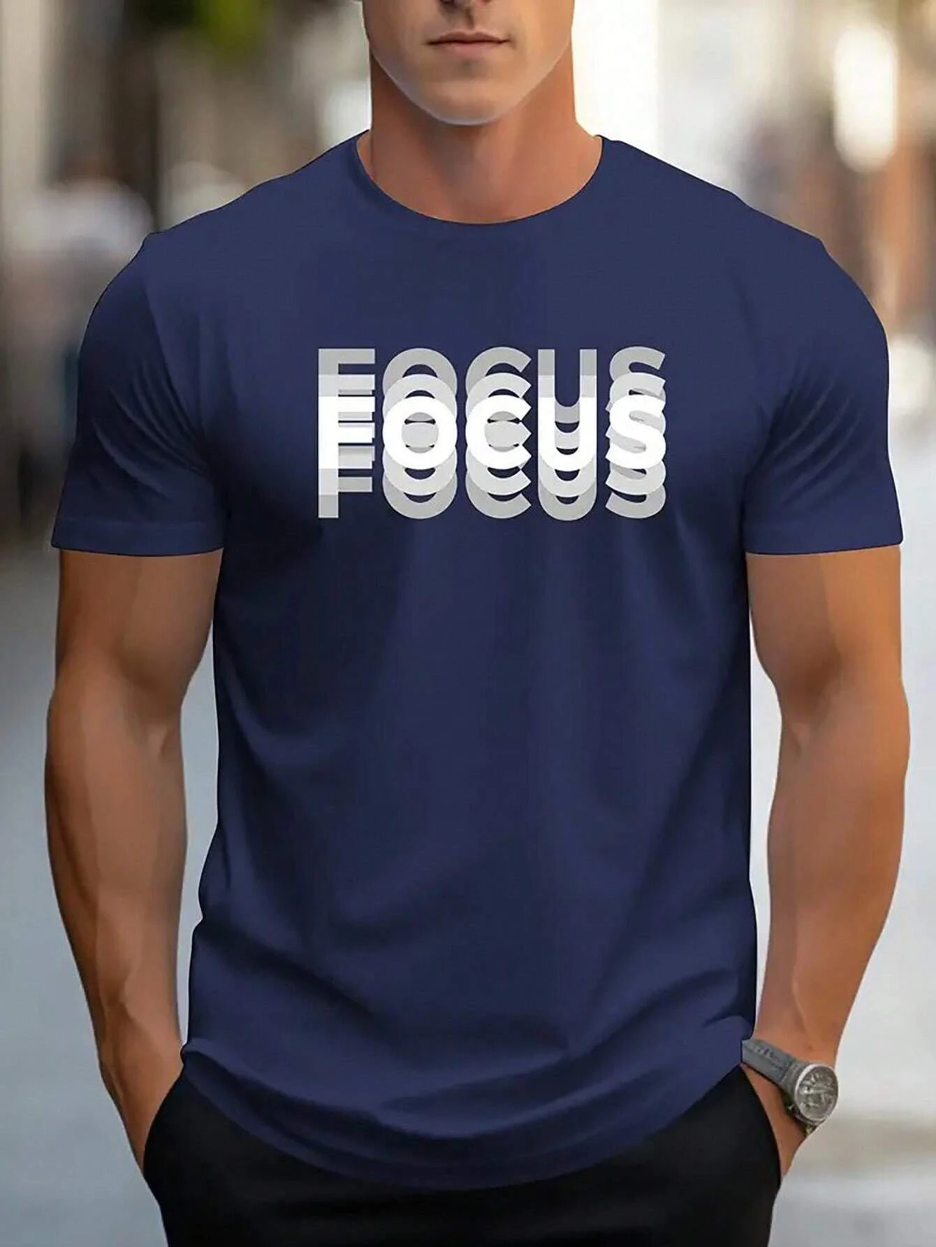 Focus Men Cotton T-shirt Luxury Brand Fashion Big Size Top Casual Short Sleeve Streetwear Classic Print New Arrival Tee S-4XL