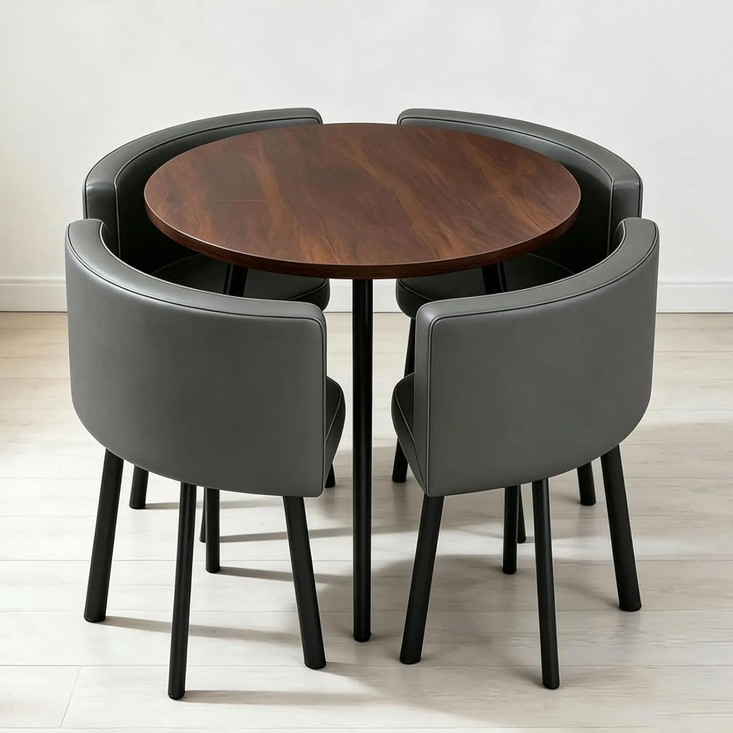 

5-Piece Round Dining Table Set for 4, Office Modern Office Conference Table Set, Table for Cafe Break, Customized