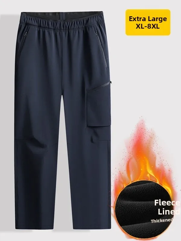 

Men's Outdoor Fce Lined Thiened Waterproof Sports Workwear Long Trousers Autumn Winter High Waist Straight Leg Trousers