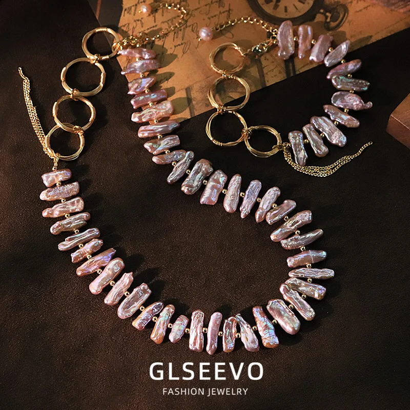 Baroque Pearl Round Chain Bracelet Necklace Set A Luxurious And Versatile Jewelry Piece Women