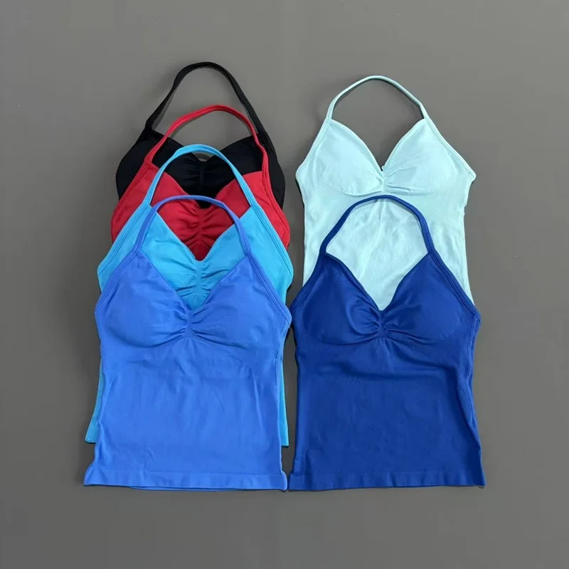 

Спортивный топ HISTELLO с длинными бретелями для женщин, майка для йоги, фитнеса, красивый топ с открытой спиной, бюстгальтер для бега и тренировок