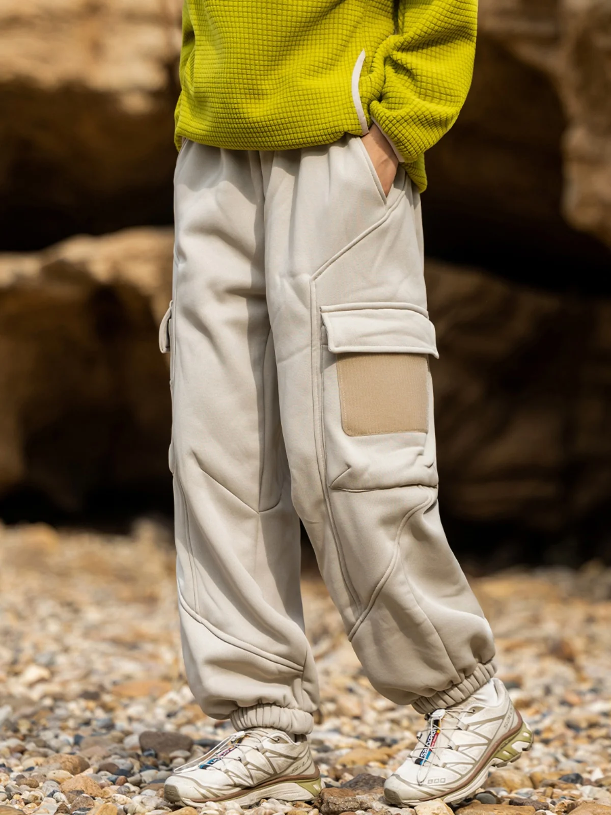 

Thiened Fce Winter Street Sle Casual Pants Men's Warm Trousers Small Foot Pants Loose Fit Long Pants l Waist