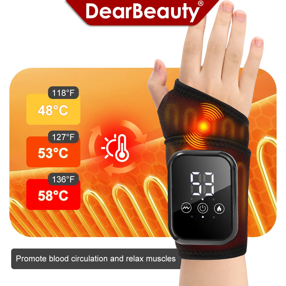 

Electric Wrist Heating Pad Wrap For Hand Wrist Support Brace Electric Vibration Massage Warmer Hot Compression Arthritis