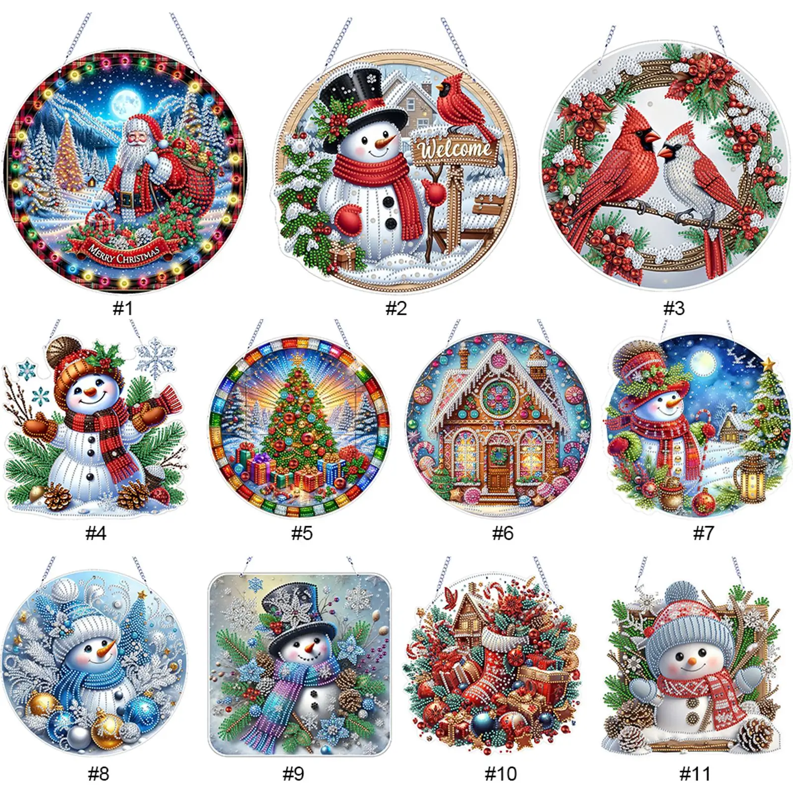 

Рождественская тема 2D плоская DIY особая форма горный хрусталь Алмазные художественные подвески для окон Алмазный художественный кулон Настенный декор для дома и окон