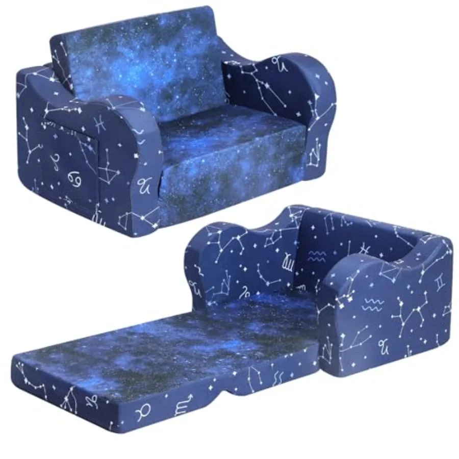 

Sofa 2-in-1 Flip-Out Foam Couch Foldable Soft Play Lounge Chair