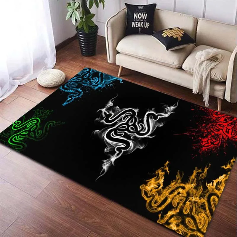 Razer Gaming Gear Brand Logo Pattern Area Rugs for Living Room Bedroom Decoration Rug Children Play Room Mats Anti-slip Carpets