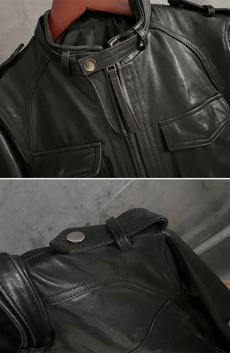 2024 Spring Autumn Fall Cloth for Women Genuine Leather Coat Natural Lambskin Sheepskin Motor Biker Jacket Black M L XL XXL 2XL