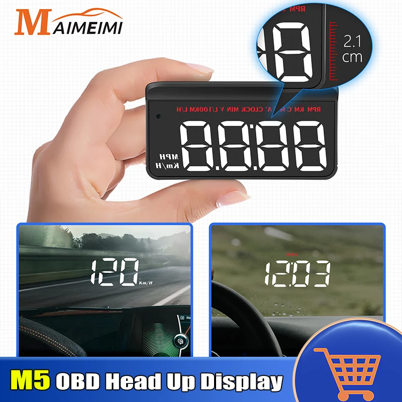 

M5 OBD Head Up Display Car On-board Computer Windshield Projector Digital Display Speed RPM Water Temp Voltage Fuel consumption