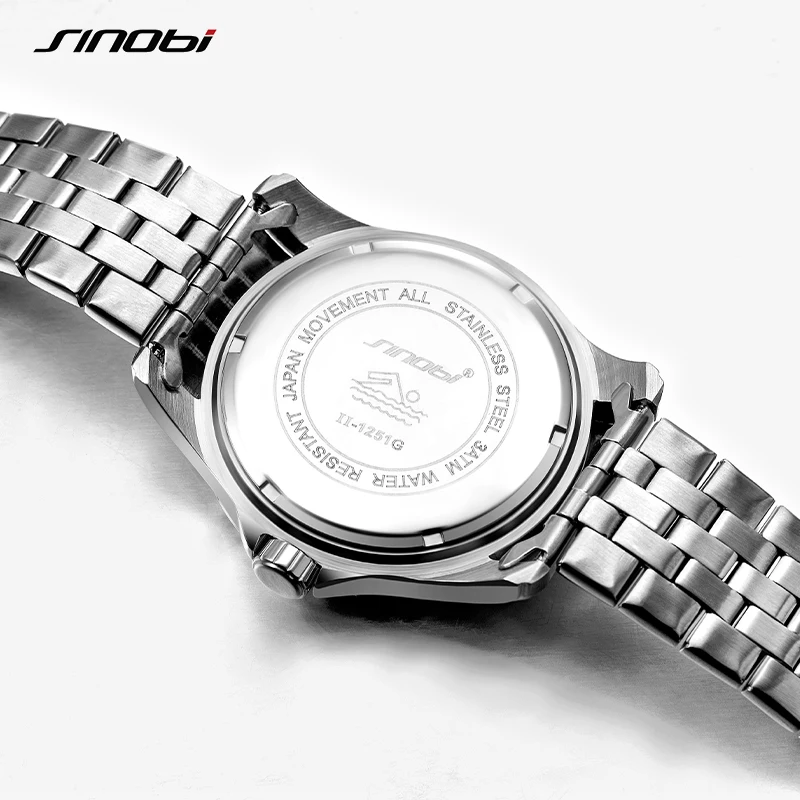 SINOBI Top Luxury Waterproof Mens Sports Wristwatches Auto Date Brand Clock Luminous Hands Geneva Quartz Calender Watch Relogio