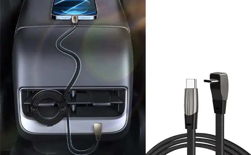 Per Tesla Model 3 Y PD60W tipo C 39.4 pollici USB C dati veloci 90 gradi ad angolo retto nucleo in rame veloce all\'interno del cavo di ricarica per