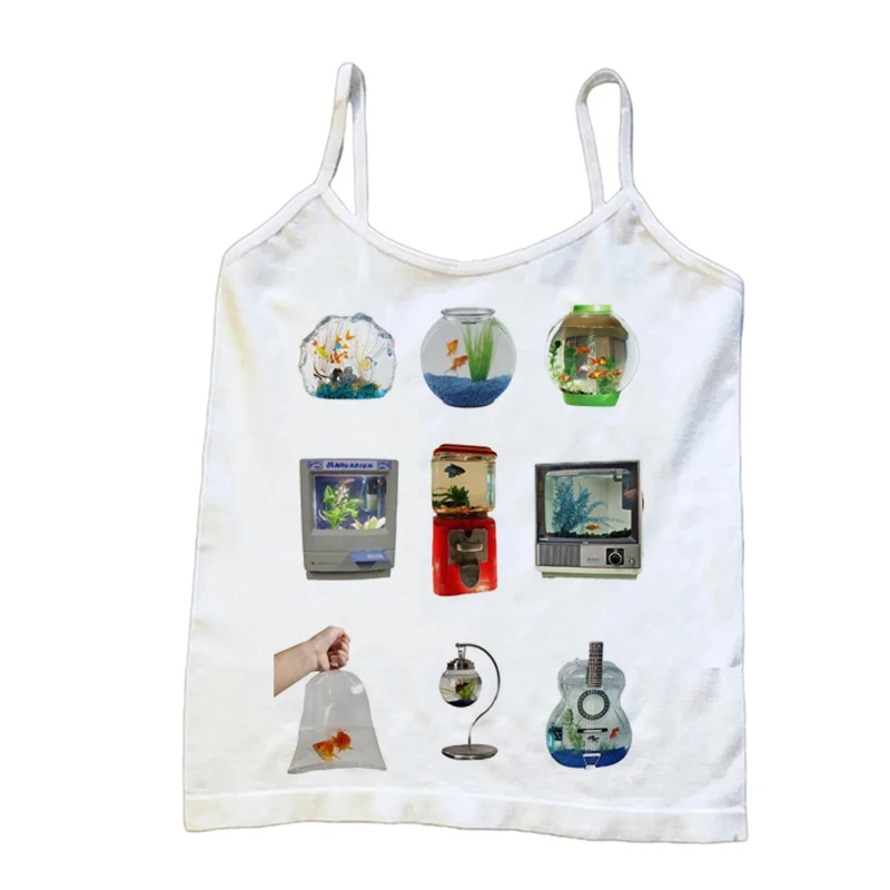 Sexy Women Printing Women T-Shirt Slim Crop Top Retro Casual Tee Y2k Top Streetwear Tops Short Navel Female Clothes Emo girls