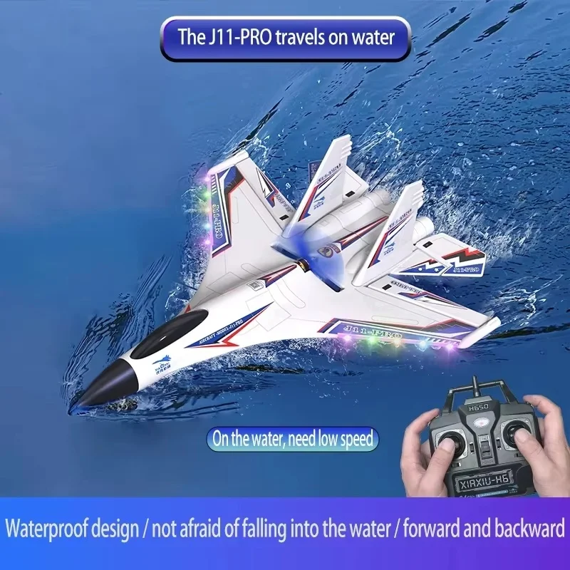 Remote Control Aircraft Water Land And Air J11-Pro Rc Airplane Brushless Waterproof Electric Model Motor Six-Channel  Toy Gift