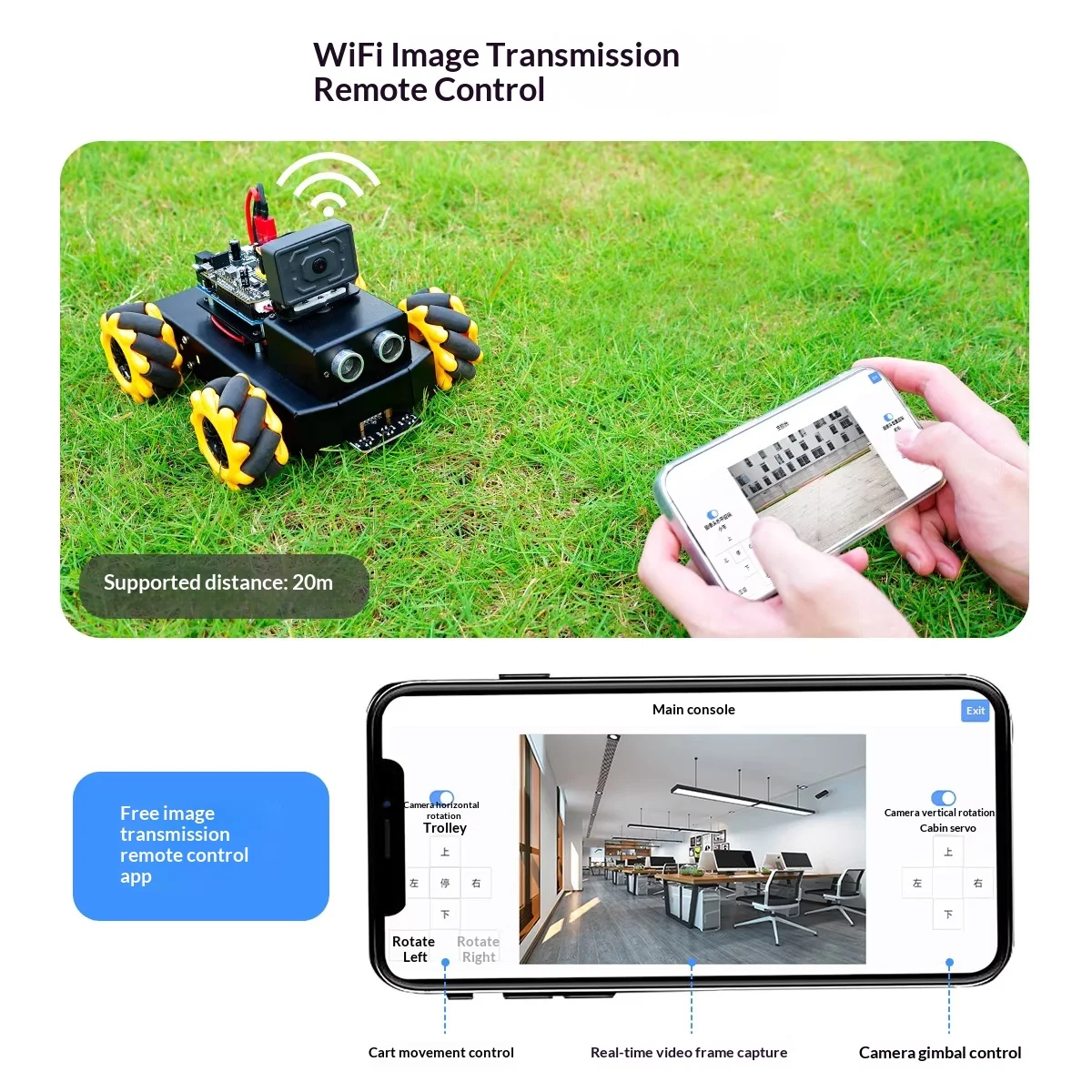 Mecanum Wheel AI Robot Car with Camera Face Recognition WiFi Video Streaming Arduino Programmable Kit