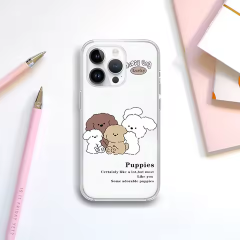Happy Puppies Transparent Phone Case For Samsung S21 S22 S23 S24 PLUS ULTRA A04 A14 A23 A31 A34 A35 5G Shell
